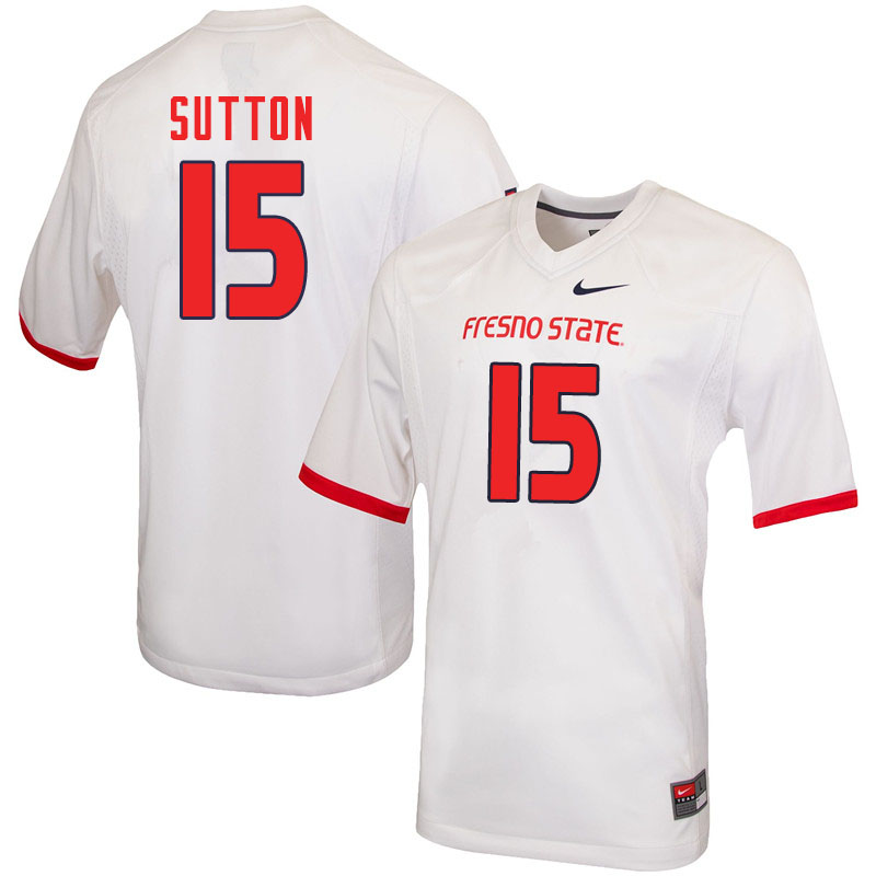 Men #15 Cam Sutton Fresno State Bulldogs College Football Jerseys Sale-White